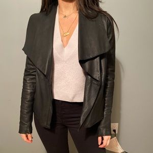 BB Dakota Draped Leather Jacket